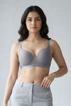 Zivame Padded Non Wired 3/4th Coverage Tshirt Bra - Silver Bullet — thumbnail 3